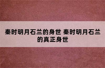 秦时明月石兰的身世 秦时明月石兰的真正身世